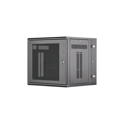 Gabinete PanZone de Montaje en Pared, de 19in, Puerta Ventilada, 12 UR, 635mm de Profundidad, Color Negro | PZWMC12P