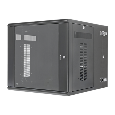 Gabinete PanZone de Montaje en Pared, de 19in, Puerta con Ventana de Seguridad, 12 UR, 762mm de Profundidad, Color Negro | PZWMC1230W