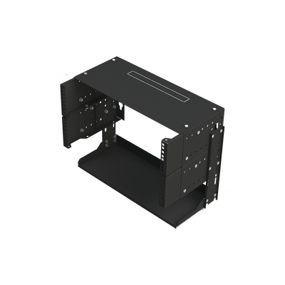 Rack Abierto de montaje en Pared, de 19in, 5 Unidades de rack, Profundidad Ajustable (8" a 12") con Charola de Uso Múltiple. | LP-REP-1205-CH