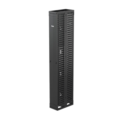 Organizador Vertical PatchRunner™, Doble (Frontal y Posterior), Para Rack Abierto de 45 Unidades, 10in de Ancho, Color Negro | PR2VD10