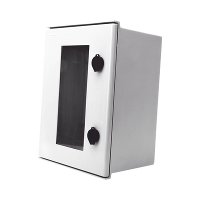 Gabinete de Poliéster IP65 Puerta Transparente, Uso en Intemperie (300 x 400 x 200 mm) con Placa Trasera Interior de Plástico (Incluye Chapa y Llave). | PST-3040-20PT