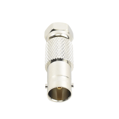 Adaptador en Línea para Video, de Conector BNC Hembra a F Macho, 75 Ohm, Níquel/ Oro/ Delrin. | RFB-1144