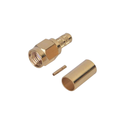 Conector SMA Macho Inverso de anillo plegable para cable RG-142/U, Oro/Oro/Teflon. | RP-3000-1C1