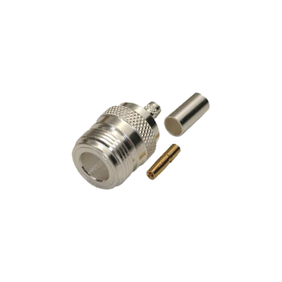 Conector N Hembra, de Anillo Plegable para Cables LMR-240, RG-8/X, 9258, Niquel/Oro/Teflón. | RFN-1029-SX