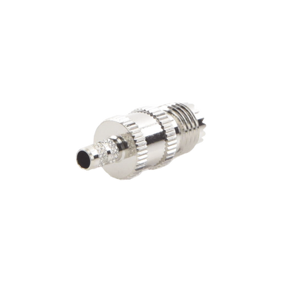 Conector Mini UHF Hembra de Anillo Plegable en Cables RG-58/U, RG-142/U, Níquel/ Plata/ Delrin. | RFU-601-1