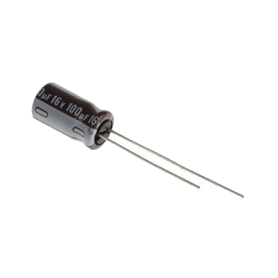 Capacitor Electrolítico de Aluminio, Radial de 100 µFd, 16 Vcc, 105 °C, 5.0 x 11 mm. | 0100M0016V