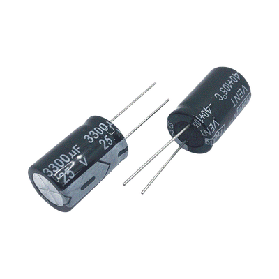 Capacitor Electrolítico de Aluminio, Radial de 3300 µFd, 25 Vcc, 105 °C, 18 x 25 mm. | 3300MF25V