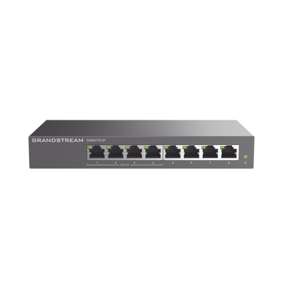 Switch PoE+ Gigabit No Administrable / 8 puertos 10/100/1000 Mbps / 4 puertos PoE+ /  hasta 60W | GWN7701P