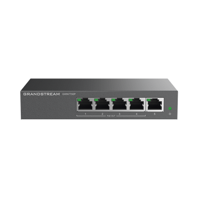 Switch PoE+ Gigabit No Administrable / 5 puertos 10/100/1000 Mbps / 4 puertos PoE+ / hasta 60W | GWN7700P