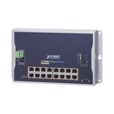 Switch Industrial Administrable Capa 2 de Pared,16 Puertos PoE 802.3at Gigabit y 2 Puertos SFP | WGS-4215-16P2S