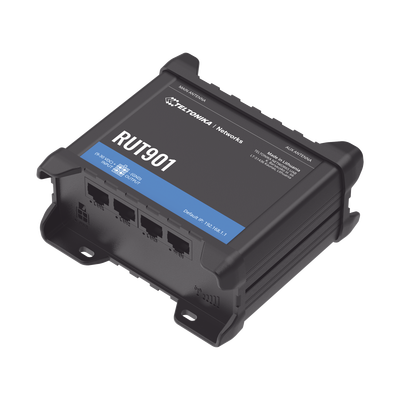 Router LTE dual SIM, 4 puertos Ethernet, conectorizado, Bandas B1, B2, B3, B4, B5, B7, B8, B28, B66 | RUT901