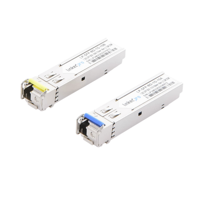 Transceptores Ópticos Bidireccionales SFP (Mini-Gbic) / Monomodo 1310 & 1550 nm / 1.25 Gbps / 1000BASE-BX / Conector LC/UPC Simplex / DDM / Hasta 10 km / 2 Piezas | LP-SFP-BD-1G-10