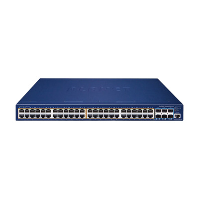 Switch Administrable Stacking Capa 3, 48 Puertos PoE Gigabit 802.3at, 6 Puertos SFP de 10 G, Entrada de Alimentación Redundante de 55 V cc. | SGS-6310-48P6XR