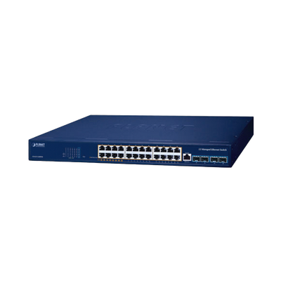 Switch PoE Administrable Capa 3, 24 Puertos Gigabit, Hasta 480 W, 8 Puertos 802.3bt, 16 Puertos 802.3at, 4 Puertos SFP 10G | GS-6311-24HP4X