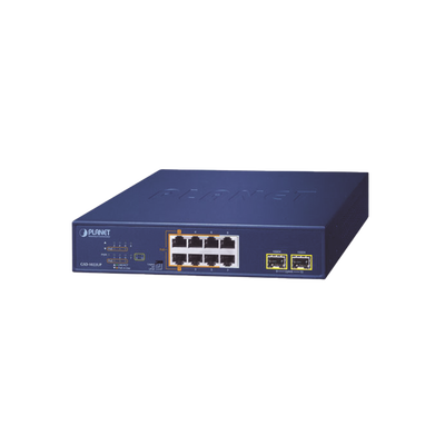 Switch PoE No Administrable de Escritorio, 2 Puertos Gigabit 802.3bt, 4 Puertos Gigabit 802.3at, 2 Puertos 10/100/1000, 2 Puertos SFP Gigabit. | GSD-1022UP