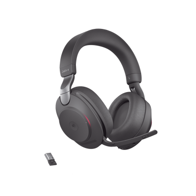 Jabra Evolve2 85, Auricular stereo versión MS con cancelación de ruido activa, dongle USB-A indicador de ocupado (Busylight)(28599-999-999) | EVOLVE2-85-MS-BK-A