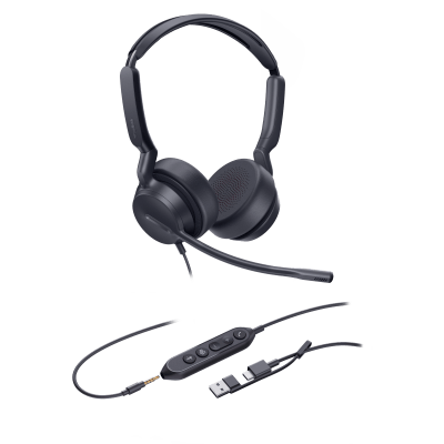 Diadema Alámbrica UH42 SE Dual de Yealink Certificada para Microsoft Teams con USB-C/A | UH42-SE-DUAL-TEAMS-USB-C/A