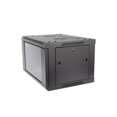Gabinete para Montaje en Pared - Piso / Puerta de Cristal Templado / Cuerpo Fijo / 6 Unidades de Rack / 19" / Fabricado en Acero | DS-XS6406-S/B