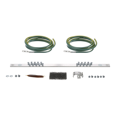 Kit de Puesta a Tierra con dos Jumpers 6 AWG y Barra de Conexiones de 20 Orificios, para Rack de 19in | RGRKCBNJEJY