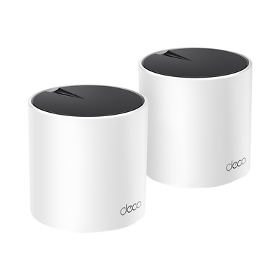 Kit 2 Routers Inalámbricos MESH Interior para Hogar / Doble Banda Wi-Fi 6 AX3000 Mbps / 3 Puerto Gigabit WAN/LAN / 2 Antenas Internas / Administración Mediante la App Deco (iOS, Android) / Protección HomeShield | DECOX55-2PACK
