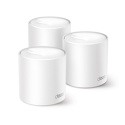 Kit 3 Routers Inalámbricos MESH Interior para Hogar / Doble Banda Wi-Fi 6 AX1500 Mbps / 2 Puerto Gigabit WAN/LAN / 2 Antenas Internas / Administración Mediante la App Deco (iOS, Android) / Protección HomeShield | DECOX10-3PACK