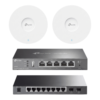 Kit de Iniciación en redes OMADA / 1 Router / 1 Switch TL-SG2210P / 2 Punto de Acceso EAP613 | KIT-M1-OMADA
