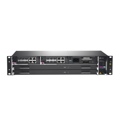 DeltaStream - OLT Módular GPON / Conexión de hasta 4,096 ONUs / 2 Tarjetas Main / Puertos Gigabit RJ45 Uplink / 4 Puertos SFP+ Uplink / Fuente Redundante AC- DC (incluida) / Administración desde la nube (DPMS) | DS-P8000-X2
