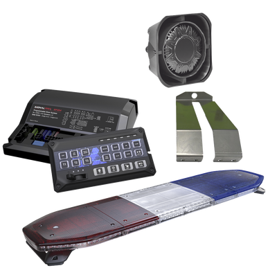 Kit de Sirena, Bocina y Torreta de 48", Con 216 LEDs, Dual Color, Frente: Rojo/Blanco, Azul/Blanco, Trasero: Rojo/Ámbar, Azul/Ámbar | KITTHUNDER2