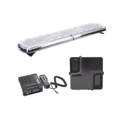 Kit de Sirena Vehicular H2 Covert, Bocina ultradelgada y Torreta 48" Serie 12 con 130 LED, dual color rojo/azul/claro/ambar, ideal para equipar unidades de policia | 12TR48KIT130C