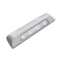 [SPW12-W] Luz de escena, 4 LED, bisel blanco, 12–24VCD, LED blanco y lente transparente | SPW12-W