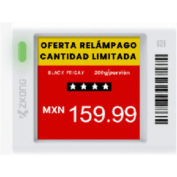 [ZKC15V] Etiqueta Electrónica de Estantería ESL 1.5" / Pantalla EPD Gráfica Matriz de Puntos 152x152 píxeles / 4 Colores (Negro Blanco Rojo Amarillo) / BLE 5.0 con Encriptación AES-128 / Autonomía 3 Años con 4 | ZKC15V