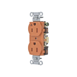 [HUB-IG-5252] Contacto Dúplex Conexión a Tierra Aislada/ 15A 125V/ 2 polos 3 Hilos/ Nema 5-15R /Grado Comercial/ Color Naranja. | HUB-IG-5252