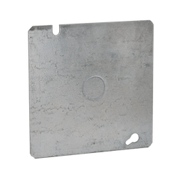 [HUB-833] Tapa Cuadrada Plana de  Acero Galvanizado con Entrada de 1/2"  para Caja de 4 11/16". | HUB-833