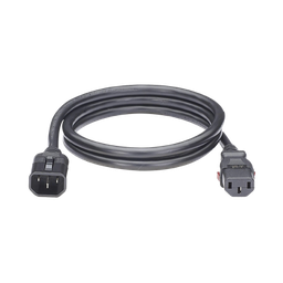 [LPCA12-X] Cable de Alimentación Eléctrica Con Bloqueo de Seguridad, de IEC C14 a IEC C13, 1.2 Metros de Largo, Color Negro, Paquete de 10 Piezas | LPCA12-X