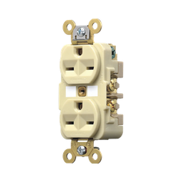 [HUB-HBL-566-2I] Contacto Dúplex 15 A 250 V / 2 Polos 3 Hilos / Nema 6-15R / Grado Industrial /Color Marfil. | HUB-HBL-566-2I