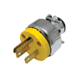 [SYS-136507] Clavija Blindada con Abrazadera Aterrizada / 15 A 125 V / 50/60 Hz / ABS/ Metal / Color Amarillo. | SYS-136507