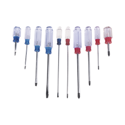 [EP-970A] Juego de 10 Desarmadores Mango Plástico (Uso Ligero), Puntas magnética, 5 Puntas Planas (-) y 5 Puntas Phillips. (+) | EP-970A