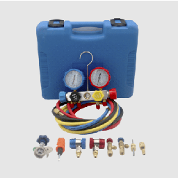 [HBSBZ6] Juego de manómetros para aire acondicionado, herramienta de carga de refrigerante, doble válvula con adaptadores de acoplamiento rápido, manguera de 1.5 metros para refrigerantes : R410A, R32, R134A, R22 | HBSBZ6