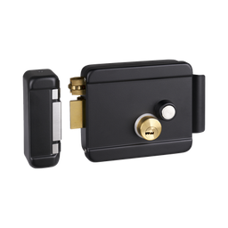 [BL-ACCESSRIMBL] Cerradura Eléctrica con Botón de Salida / Incluye Llave  / Exterior / Izquierda / Color Negro | BL-ACCESSRIMBL