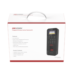 [DS-KAS261] Kit de Control de Acceso TODO INCLUIDO con Lector de Huellas y Tarjetas / 3,000 Huellas / Compatible con App Hik-Connect / Incluye Electroimán  Botón de Salida y Montajes Z y L para imán (DS-K1T804) | DS-KAS261