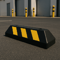 [AC55TV-2] Tope D/ Estacionamiento Vehicular / Hule Reciclado / 55cm / Color Negro con Franjas Amarillas / Resistente y Antideslizante. | AC55TV-2