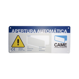 [119-R224E] Letrero de Aviso Peligro para puertas automáticas CAME | 119-R224E