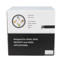 [PRO-CAT-6-EXT-LITE-DJ] Bobina de Cable UTP 305 Metros (1000 Pies), Cat6 con Doble Forro, para Exterior, Climas Extremos, Color Negro | PRO-CAT-6-EXT-LITE-DJ