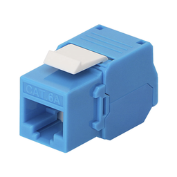 [LP-KJ-6A-TTBU] Módulo Jack Keystone Cat6A (Toolless), con Terminación en Ángulo 180 - Color Azul, Compatible con Faceplate y Patchpanel Linkedpro | LP-KJ-6A-TTBU