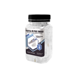 [TC6-PASSR] Bote con 50 Plugs Pass Through RJ45 Cat6 sin Blindaje, con Alivio de Tensión Incluido, Chapado de Oro a 30 Micras para Durabilidad Extrema | TC6-PASSR