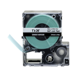 [S000X100VAM] Casete de Etiquetas Autolaminadas de Cinta Continua, de 24 (1 Pulgada) mm de Ancho, 8 Metros (26.25 Pies) de Largo, Para Cables de 2.5 a 5.1 mm (0.1 a 0.2 Pulgadas) de Diámetro, Color Blanco | S000X100VAM