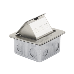[TH-MC-PD] Mini Caja de Piso Rectangular para Datos y Conectores Tipo Keystone, Color y Material en Acero Inoxidable (3 Puertos) (11000-21202) | TH-MC-PD