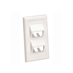 [CFPSL4IWY] Placa de Pared Vertical Clásica, Salida Para 4 Puertos Mini-Com Inclinados, Con Espacios Para Etiquetas, Color Blanco Mate | CFPSL4IWY