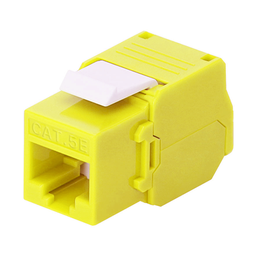 [LP-KJ-516-TTYE] Módulo Jack Keystone Cat5e (Toolless), con Terminación en Ángulo 180 - Color Amarillo, Compatible con Faceplate y Patchpanel Linkedpro | LP-KJ-516-TTYE