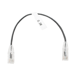 [LP-UT6-030-BK-28] Cable de Parcheo Slim UTP Cat6 - 30 cm (11.81 Pulgadas) Negro Diámetro Reducido (28 AWG) | LP-UT6-030-BK-28